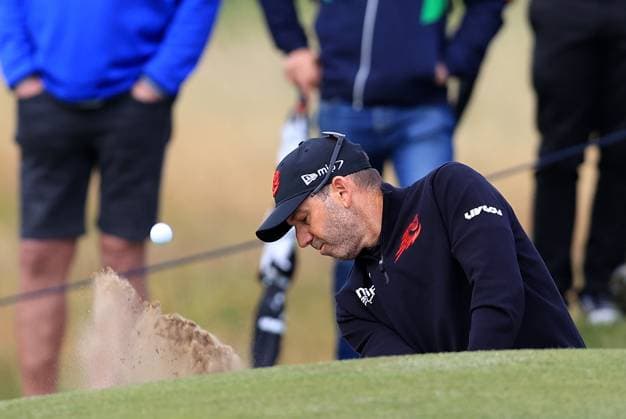 2nd July 2024; West Lancashire Golf Club, Blundellsands, Liverpool, England; Final Qualifying for The Open Golf Championship: Sergio Garcia (ESP) plays from the sand on the par five 2nd hole  ActionPlus12662617 DavidxBlunsden