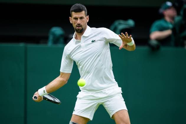 240702 Novak Djokovic of Serbia competes in a first round singles match during day 2 of Wimbledon on July 2, 2024 in London Photo Jesper Zerman BILDBYRAN kod JZ JZ0548 tennis wimbledon aeltc day 2 bbeng  Copyright: JESPERxZERMAN BB240702JZ015