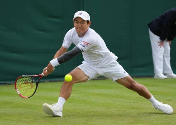 Lawn Tennis - 2024 Wimbledon Championship - Yoshihito Nishioka (JPN) v Nunu Borges (POR) - All England Lawn Tennis & Croquet Club - Tuesday 2nd July 2024 Yoshihito Nishioka (JPN) 
