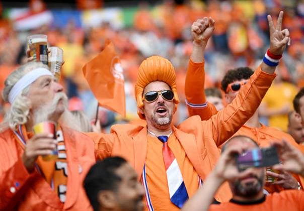 Germany Soccer Euro 2024 Romania - Netherlands 8721183 02.07.2024 Netherlands fans cheer before the UEFA EURO, EM, Europameisterschaft,Fussball 2024 round of 16 soccer match between Romania and Netherlands at the Munich Football Arena in Munich, Germany. Alexey Filippov Sputnik Munich Germany  Copyright: xAlexeyxFilippovx