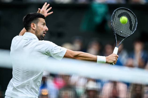 240702 Novak Djokovic of Serbia competes in a first round singles match during day 2 of Wimbledon on July 2, 2024 in London Photo Jesper Zerman BILDBYRAN kod JZ JZ0548 tennis wimbledon AELTC day 2 bbeng  Copyright: JESPERxZERMAN BB240702JZ024