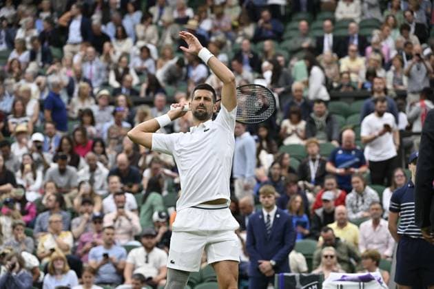 Tennis : Wimbledon 2024 - England - Novak Djokovic - Serbie Tennis : Wimbledon 2024 - England - 02 07 2024 ChrysleneCaillaud Panoramic 