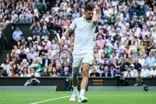 240702 Novak Djokovic of Serbia competes in a first round singles match during day 2 of Wimbledon on July 2, 2024 in London Photo Jesper Zerman BILDBYRAN kod JZ JZ0548 tennis wimbledon AELTC day 2 bbeng  Copyright: JESPERxZERMAN BB240702JZ037