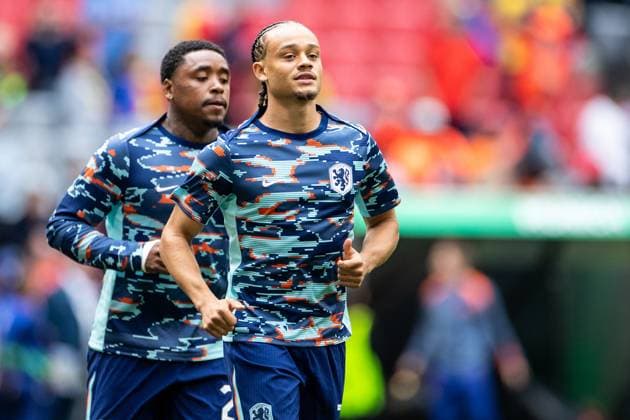 UEFA EURO 2024 Romania Netherlands 02 07 2024 Xavi Simons Netherlands, 7 warming up UEFA EURO 2024 Romania Netherlands Munich Football Arena, Munich 02 07 2024 Copyright: xBEAUTIFULxSPORTS Buriakovx
