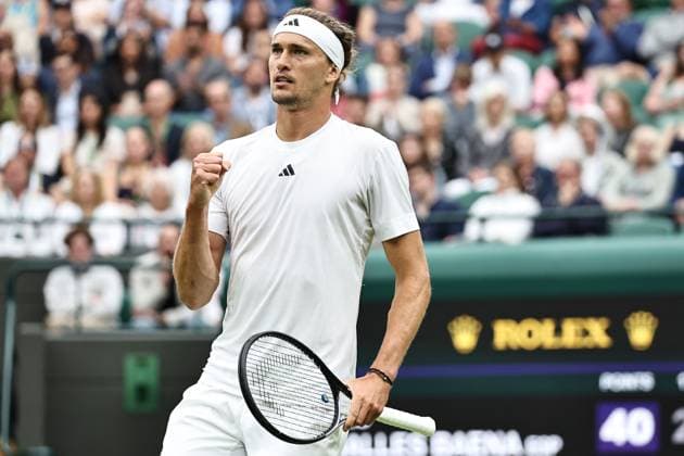 Alexander Zverev, GER, during first round of 2024 All England Lawn Tennis Championships at Wimbledon, gentlemens singles, London, 02 07 2024