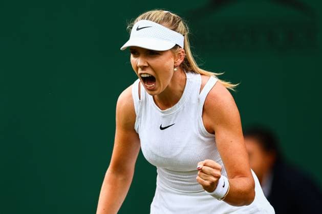 Katie Boulter celebrates on Court 3 Wimbledon Tennis Championships, Day 2, The All England Lawn Tennis and Croquet Club, London, UK - 02 Jul 2024  Copyright: xJamesxMarsh Shutterstockx 14567680dg