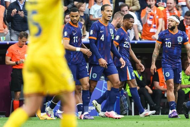 Goal for the Netherlands 1 0 by Cody Gakpo Netherlands, 11 cheers in team GER, Romania ROM vs Netherlands NED , European Football Championship, UEFA EURO 2024, Round of 16, 02 07 2024 GER, Romania ROM vs Netherlands NED , European Football Championship, UEFA EURO 2024, Round of 16, 02 07 2024 Munich Copyright: xEibner-Pressefoto RogerxBuerkex EP