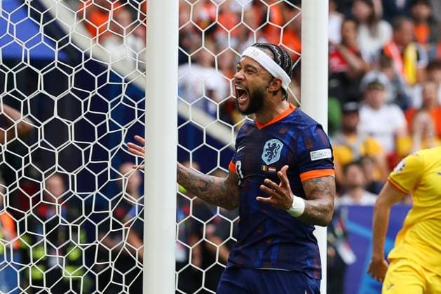 disappointment at Memphis Depay 10 Netherlands over missed chance, Romania vs Netherlands, Football, UEFA Euro 2024, Round of 16, M43, 02 07 2024 Munich Bavaria Germany Copyright: xkolbert-press ChristianxKolbertx