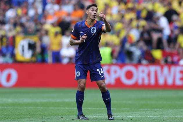Soccer UEFA EURO 2024 Round of 16 Romania Netherlands on 02 07 2024 at the Munich Football Arena in Munich Tijjani Reijnders Netherlands xMSx