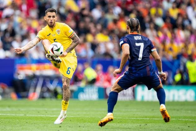 UEFA EURO 2024 Romania Netherlands 02 07 2024 Marius Marin Romania, 6 UEFA EURO 2024 Romania Netherlands Munich Football Arena, Munich 02 07 2024 Copyright: xBEAUTIFULxSPORTS Buriakovx