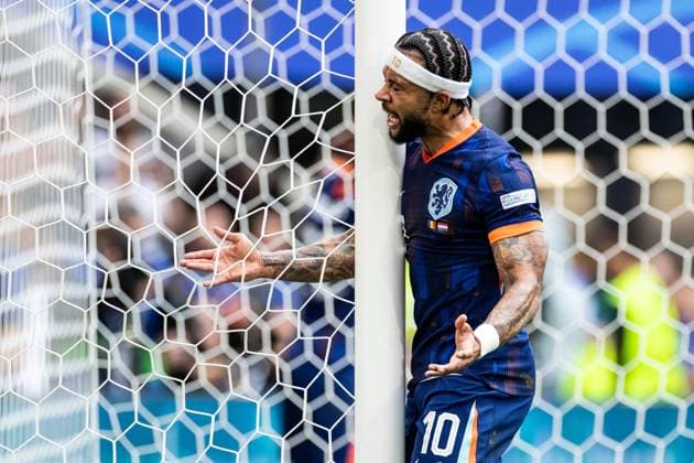 UEFA EURO 2024 Romania Netherlands 02 07 2024 Memphis Depay Netherlands, 10 with emotion in goal UEFA EURO 2024 Romania Netherlands Munich Football Arena, Munich 02 07 2024 Copyright: xBEAUTIFULxSPORTS Buriakovx