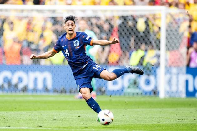 UEFA EURO 2024 Romania Netherlands 02 07 2024 Tijjani Reijnders Netherlands, 14 UEFA EURO 2024 Romania Netherlands Munich Football Arena, Munich 02 07 2024 Copyright: xBEAUTIFULxSPORTS Buriakovx