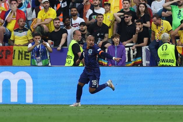 Goal celebration of Donyell Malen 18 Netherlands to 0 2, Romania vs Netherlands, Football, UEFA Euro 2024, Round of 16, M43, 02 07 2024 Munich Bavaria Germany Copyright: xkolbert-press ChristianxKolbertx