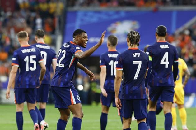 MUNCHEN, 02-07-2024, Stadium Allianz Arena, European Football Championship Euro2024, Round of 16 match no.40 between Romania and Netherlands. Netherlands celebrating 0-3 Romania - Netherlands (Euro2024)  x25661991x Copyright: