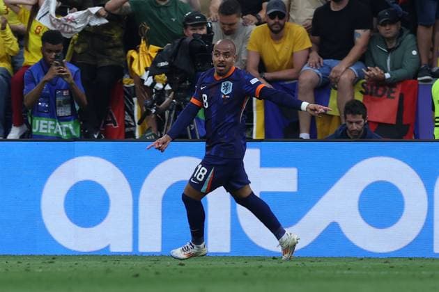 Soccer UEFA EURO 2024 Round of 16 Romania Netherlands on 02 07 2024 at Munich Football Arena in Munich Goal celebration for 0 2 by Donyell Malen Netherlands xMSx