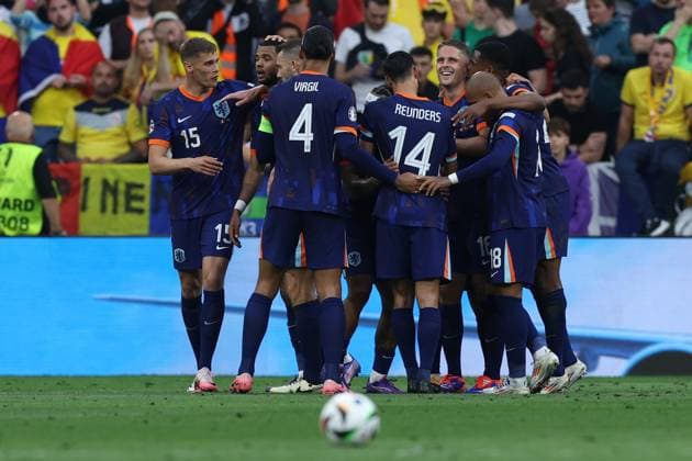 Soccer UEFA EURO 2024 Round of 16 Romania Netherlands on 02 07 2024 at Munich Football Arena in Munich Goal celebration for 0 2 by Donyell Malen Netherlands xMSx