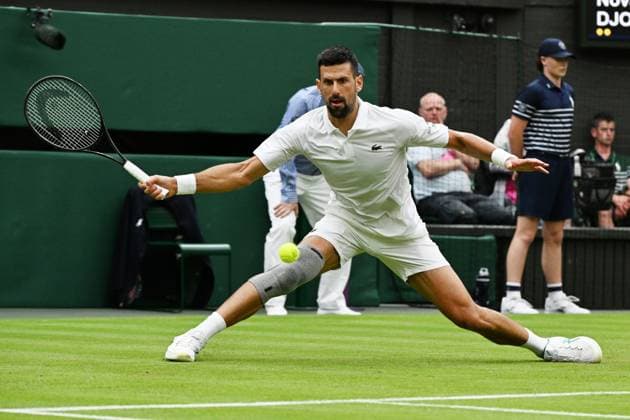 Novak Djokovic of Serbia plays Vit Kopriva of the Czech Republic in the first round of the mens singles competition on the second day of the Wimbledon tennis championships held at the All England Lawn Tennis & Croquet Club. Featuring: Novak Djokovic Where: London, London, United Kingdom When: 02 Jul 2024 Credit: Ray Tang Cover Images **STRICTLY EDITORIAL USE ONLY** EDITORIAL USE ONLY. RESTRICTED TO NEWSPAPERS BASED IN THE UK Copyright: xx coverimg53916194
