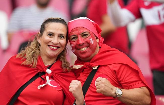 Turkiye s supporters during UEFA EURO, EM, Europameisterschaft,Fussball 2024 football match between Turkiye and Austria at Red Bull Arena in Leipzig, Germany, on 2 July, 2024. (Photo: Copyright: MehmetxSirinxToplaoglu DepoxPhot 18370346