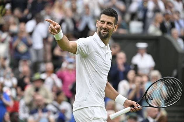 Sport Bilder des Tages Tennis : Wimbledon 2024 - England - Novak Djokovic - Serbie Tennis : Wimbledon 2024 - England - 02 07 2024 ChrysleneCaillaud Panoramic 