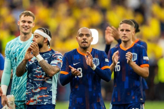 Romania v Netherlands, UEFA EURO, EM, Europameisterschaft,Fussball 2024, Munich, Germany Munich, Germany. 02nd, July 2024. Donyell Malen (18) of the Netherlands seen in celebration after the win in the UEFA Euro 2024 round of 16 match between Romania and Netherlands at Allianz Arena in Munich. Munich Germany  Copyright: xGonzalesxPhoto FrederikkexJensenx