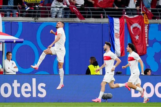 Austria v Turkiye: Round of 16 - UEFA EURO, EM, Europameisterschaft,Fussball 2024 Merih Demiral centre-back of Turkey and Al-Ahli SFC celebrates after scoring his sides first goal during the UEFA EURO 2024 round of 16 match between Austria and Turkiye at Football Stadium Leipzig on July 2, 2024 in Leipzig, Germany. Leipzig Germany  Copyright: xJosexBretonx originalFilename:bretonhernandez-austriav240702_np49A.jpg