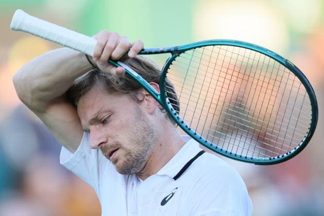 Belgian David Goffin pictured during a tennis match against Czech Machac, in the first round of the men s singles competition of the 2024 Wimbledon grand slam tournament at the All England Tennis Club, in south-west London, Britain, Tuesday 02 July 2024. BENOITxDOPPAGNE  x95730683x