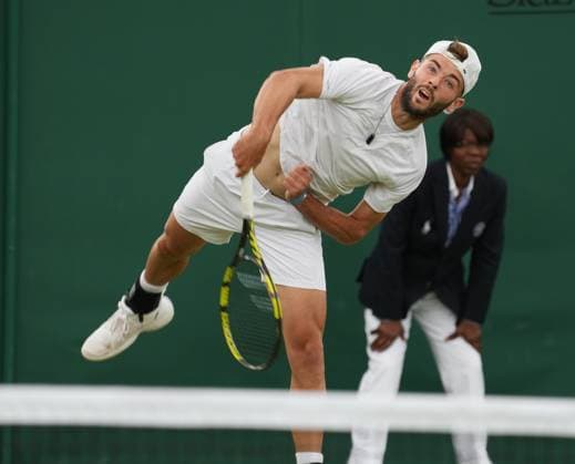 Lawn Tennis - 2024 Wimbledon Championship - Jacob Fearnley (GBR) v Alejandro Moro Canas (ESP) - All England Lawn Tennis & Croquet Club - Tuesday 2nd July 2024 Jacob Fearnley (GBR) 