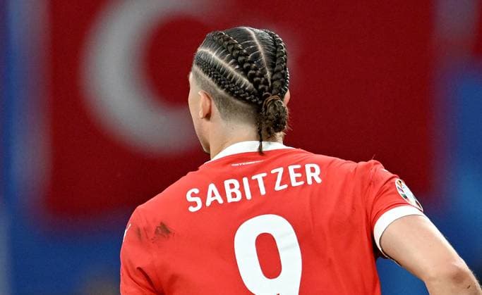 Football Euro 2024 Round of 16 02 07 2024 Austria Turkey Marcel Sabitzer Austria with a special hairstyle