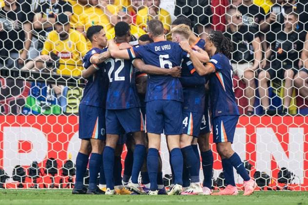UEFA EURO 2024 Romania Netherlands 02 07 2024 Netherlands celebrating after the goal, offside UEFA EURO 2024 Romania Netherlands Munich Football Arena, Munich 02 07 2024 Copyright: xBEAUTIFULxSPORTS Buriakovx