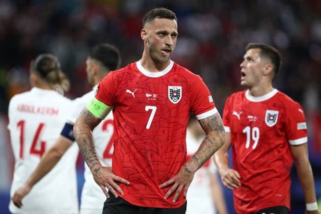 02 07 2024, xtgx, Football EM 2024 1 8 Final, Austria Turkey emspor, v l Marko Arnautovic Austria disappointed, disappointed looking, dissapointed UEFA REGULATIONS PROHIBIT ANY USE OF PHOTOGRAPHS as IMAGE SEQUENCES and or QUASI VIDEO Leipzig