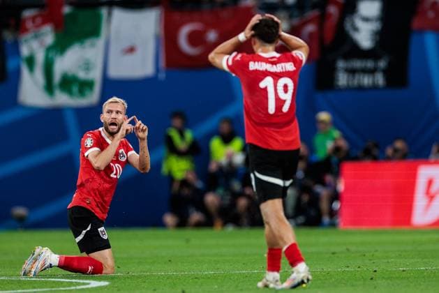 UEFA EURO 2024 Austria Turkey 02 07 2024 Konrad Laimer Austria, 20 stunned, gesticulates UEFA EURO 2024 Austria Turkey Leipzig Stadium, Leipzig on 02 07 2024 Copyright: xBEAUTIFULxSPORTS Wunderlx
