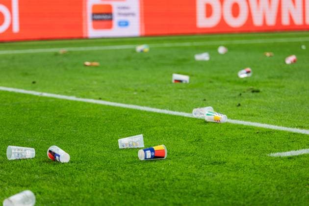 UEFA EURO 2024 Austria Turkey 02 07 2024 Empty cups at the corner after the 0 2 goal UEFA EURO 2024 Austria Turkey Leipzig Stadium, Leipzig on 02 07 2024 Copyright: xBEAUTIFULxSPORTS Wunderlx