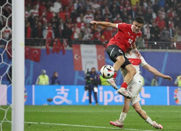 02 07 2024, xtgx, European Football Championship 2024 1 8 Final, Austria Turkey emspor, v l Christoph Baumgartner Austria , Ferdi Erenay Kadioglu Turkey Turkey UEFA REGULATIONS PROHIBIT ANY USE OF PHOTOGRAPHS as IMAGE SEQUENCES and or QUASI VIDEO Leipzig