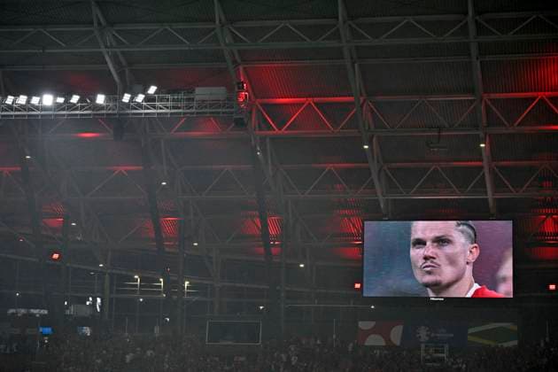 02 07 2024, Football UEFA EURO 2024, Round of 16, Austria Turkey, in the RB Arena Leipzig, Marcel Sabitzer Austria is brought on the video screen as he is sad