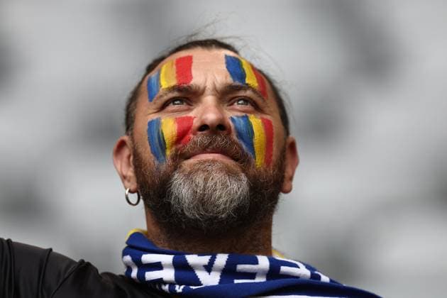 Supporters (Romania) during the UEFA EURO, EM, Europameisterschaft,Fussball Germany 2024 match between Romania 0-3 Netherlands at Munich Football Arena on July 02, 2024 in Munich , Germany. Noxthirdxpartyxsales  (258440399)