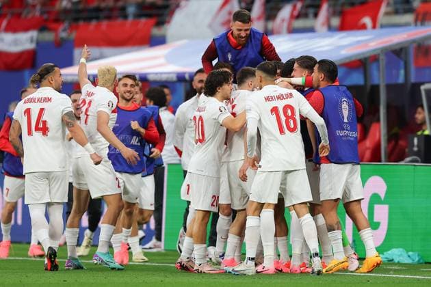 Austria Turkey UEFA EURO 2024 Leipzig, 02 07 2024, Leipzig Stadium, UEFA EURO 2024 Germany , Round of 16, Austria Turkey , In the picture goal for Turkey, goal celebration after the 0 1, scorer Merih Demiral 3, TUR ,