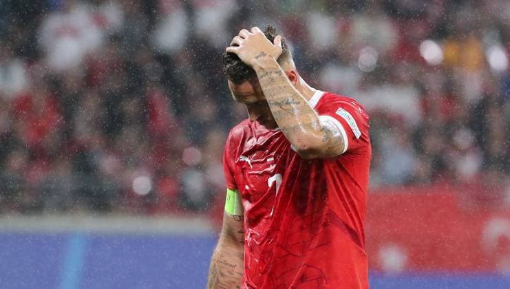 Marko Arnautovic disappointed Disappointment Sport Football Soccer European Championship Euro 2024 European Championship Men Season 2023 2024 02 07 2024 Austria AUT vs Turkey TUR in Leipzig DFL regulations prohibit any use of photographs as image sequences and or quasi video