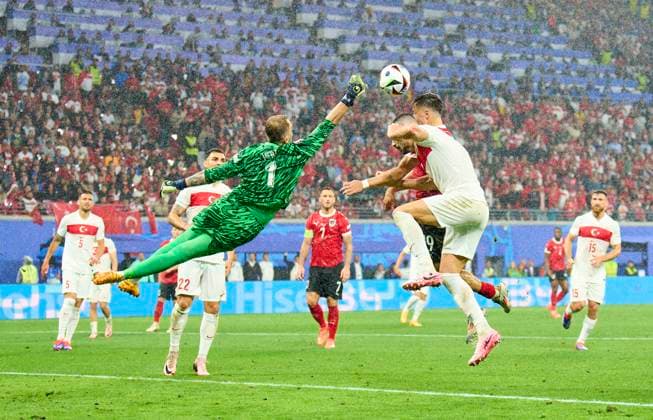 Mert Günok, Türkiye 1 defend in the best of 16 match AUSTRIA - TÜRKIJE 1-2 of the UEFA European Championships 2024 on Jul 02, 2024 in Leipzig, Germany.