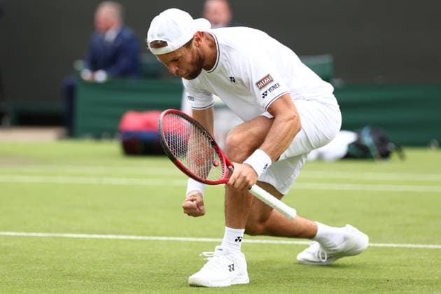 2nd July 2024; All England Lawn Tennis and Croquet Club, London, England; Wimbledon Tennis Tournament, Day 2; Radu Albot (MDA) during his first round match against Hubert Hurkacz (POL)  ActionPlus12663069 ShaunxBrooks