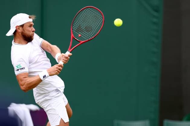 2nd July 2024; All England Lawn Tennis and Croquet Club, London, England; Wimbledon Tennis Tournament, Day 2; Radu Albot (MDA) during his first round match against Hubert Hurkacz (POL)  ActionPlus12663070 ShaunxBrooks