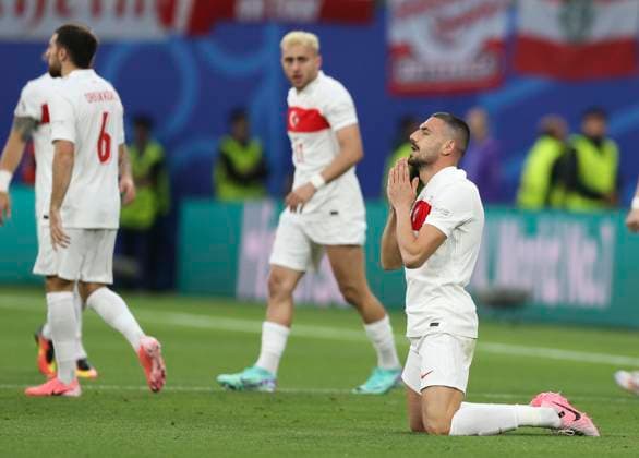 Football - 2024 UEFA European Championships Finals - Round of Sixteen - Austria vs Turkey - Leipzig Stadium - Tuesday 2nd July 2024 Merih Demiral of Turkey celebrates after scoring to make it 1-0 