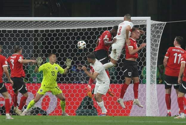 Football - 2024 UEFA European Championships Finals - Round of Sixteen - Austria vs Turkey - Leipzig Stadium - Tuesday 2nd July 2024 Merih Demiral of Turkey scores to make it 2-0 