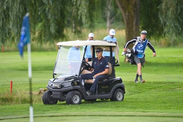 Bernhard LANGER GER drives with the Golf Car,Club Car over the golf course ProAm ,GOLF BMW International Open 2024 on 03 07 2024 in Munich Eichenried Â