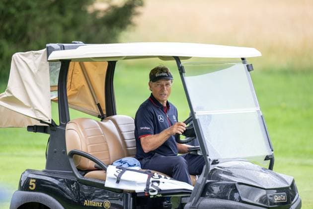 Bernhard Langer in the golf cart, looking into the camera, BMW International Open 2024, Golf, 03 07 2024 Munich Bavaria Germany Copyright: xkolbert-press UlrichxGamelx