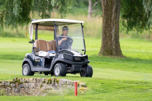 Bernhard Langer in the golf cart on the way to the tee, BMW International Open 2024, Golf, 03 07 2024 Munich Bavaria Germany Copyright: xkolbert-press UlrichxGamelx