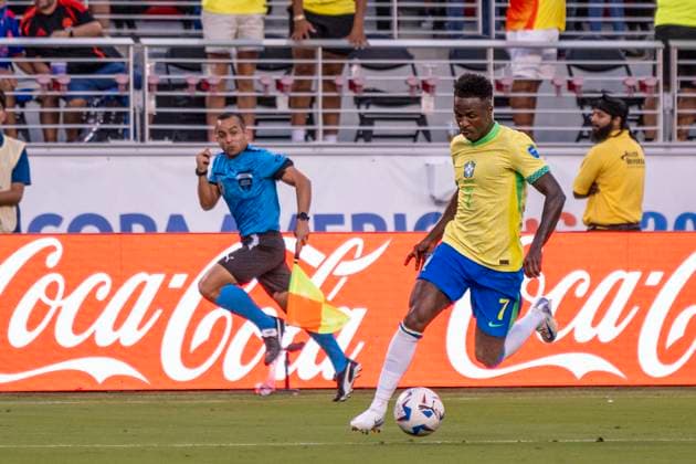 Vinicius Junior of Brazil during the game between Brazil and Colombia in the group stage of the Copa America CONMEBOL at the Estadio Levis in Santa Clara, CA, United States (Richard Callis SPP) Copyright: xRichardxCallis SPPx spp-en-RiCa-RC4_richie_BRAxCOL_020724_-6329