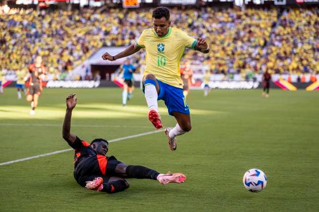 Rodrygo of Brazil during the game between Brazil and Colombia in the group stage of the Copa America CONMEBOL at the Estadio Levis in Santa Clara, CA, United States (Richard Callis SPP) Copyright: xRichardxCallis SPPx spp-en-RiCa-RC4_richie_BRAxCOL_020724_-5859