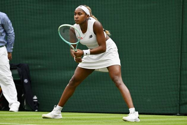 Coco Gauff during her second round match of the Wimbledon tennis mens singles championships held at the All England Lawn Tennis & Croquet Club Featuring: Coco Gauff When: 03 Jul 2024 Credit: Ray Tang Cover Images **STRICTLY EDITORIAL USE ONLY** EDITORIAL USE ONLY. RESTRICTED TO NEWSPAPERS BASED IN THE UK Copyright: xx coverimg53918185