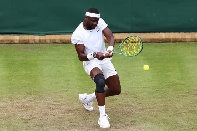 3rd July 2024; All England Lawn Tennis and Croquet Club, London, England; Wimbledon Tennis Tournament, Day 3; Frances Tiafoe (USA) in action during his second round match against Borna Coric (CRO)  ActionPlus12663266 ShaunxBrooks