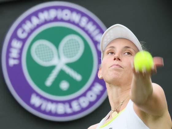 Belgian Elise Mertens pictured during a tennis match between British Raducanu and Belgian Mertens, in the second round of the women s singles competition of the 2024 Wimbledon grand slam tournament at the All England Tennis Club, in south-west London, Britain, Wednesday 03 July 2024. BENOITxDOPPAGNE  x95781953x